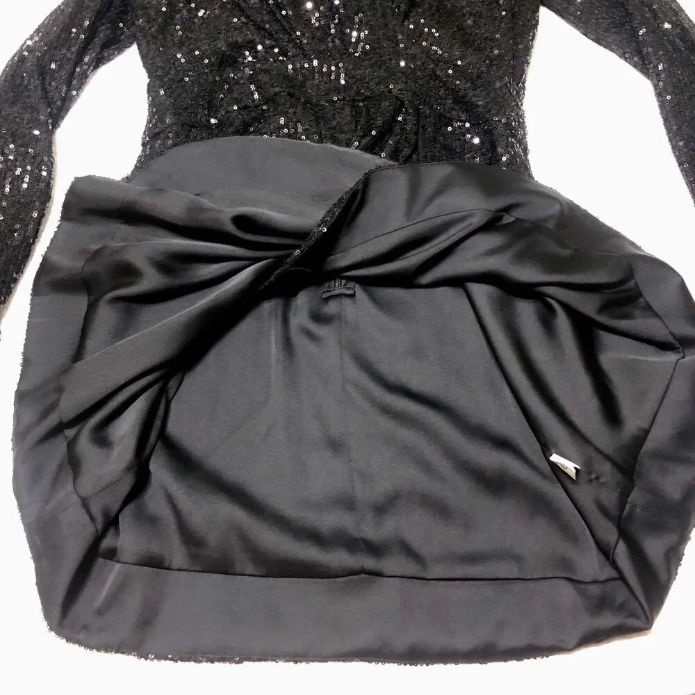 Ramy Brook Sequin Mini Dress Women 6 Becky Faux Wrap Deep-V Cocktail  Party - Picture 13 of 16